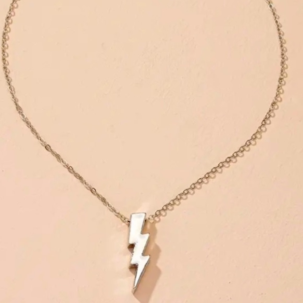 Silver Lightning Bolt Chain Necklace Stainless Steel Women’s Men’s Jewelry NEW